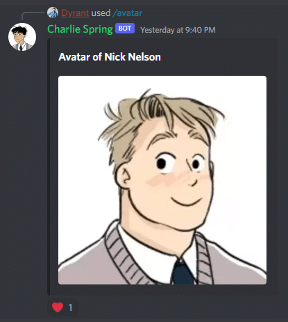 The Charlie bot showing the avatar of the Nick Nelson bot